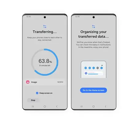 Illustration of transferring data between two phones