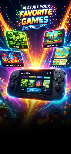 Delta Emulator game library screen showing Retro, Color, Advance, and Dual Screen system tabs